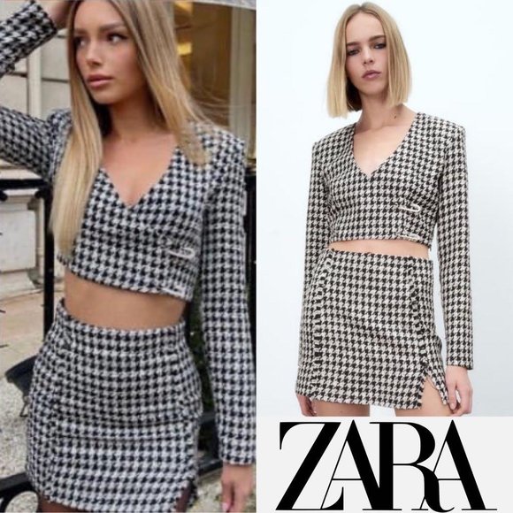 BLOGGER'S Fave! Zara Printed Co-Ord Skirt Set Textured Weave Sz XS/ S/M …